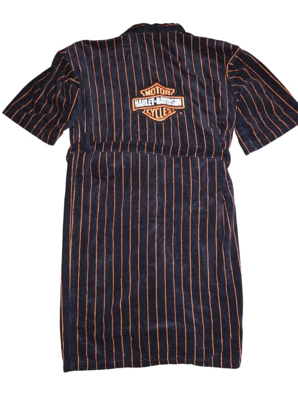 Vintage Harley Davidson Motorcycles Bath Robe Mens OS Black Striped Terry Thick